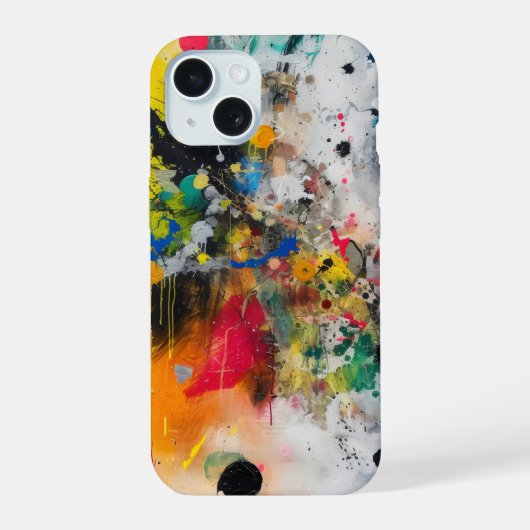 Farbenfrohe Splashes Abstrakte Kunst iPhone 15 Hülle (Rückseite)