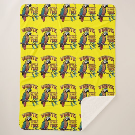 Farbenfrohe Splendor: Papagei im schimmernden Para Sherpadecke (Vorderseite)