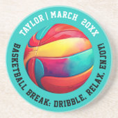 Farbenfrohe Sport Basketball Türkis Slam Dunk Getränkeuntersetzer (Vorne)