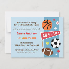 Farbenfrohe Sport Thema Kinderdusche Einladungen