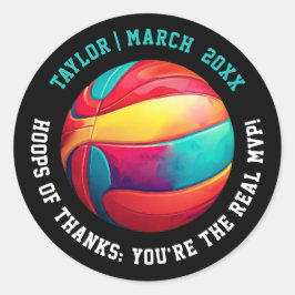 Farbenfrohe Sportball Black Slam Dunk Player Party Runder Aufkleber