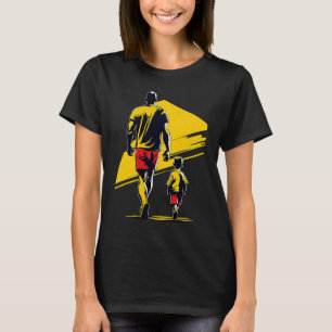 Farbenfrohe Sportdarstellung von Vater und Sohn So T-Shirt