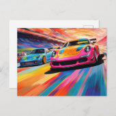 Farbenfrohe Sportskizzen Postkarte (Vorne/Hinten)