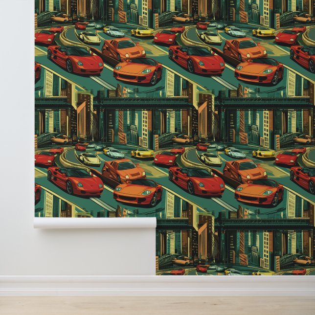 Farbenfrohe Sportwagen-Tapete für Automobil-Fans Tapete (Anwendung)