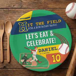 Farbenfrohe Sporty Baseball Kindergeburtstag Feier Pappteller