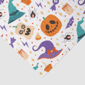 Farbenfrohe, spöttische Halloween-Symbole Muster Seidenpapier (Detail)