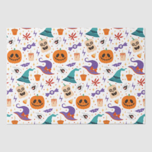 Farbenfrohe, spöttische Halloween-Symbole Muster Seidenpapier