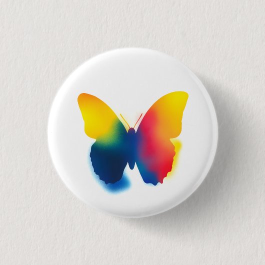 Farbenfrohe Spray Paint Butterfly Round Button (Vorderseite)