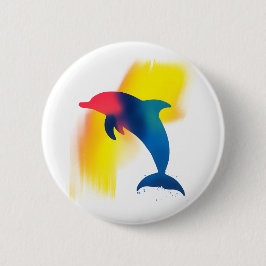 Farbenfrohe Spray Paint Dolphin Round Button