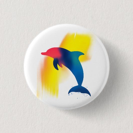 Farbenfrohe Spray Paint Dolphin Round Button (Vorderseite)