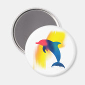 Farbenfrohe Spray Paint Dolphin Silhouette Runde Magnet (Vorderseite/Rückseite)