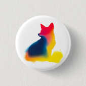 Farbenfrohe Spray Paint Fox Silhouette Rundtaste Button (Vorderseite)