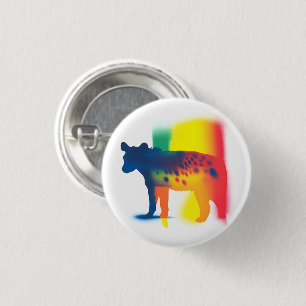 Farbenfrohe Spray Paint Hyena Silhouette Round But Button