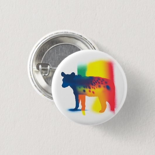 Farbenfrohe Spray Paint Hyena Silhouette Round But Button (Vorne & Hinten)