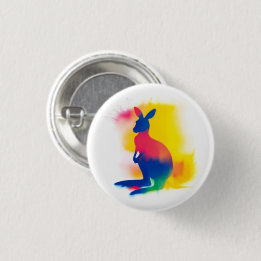 Farbenfrohe Spray Paint Kangaroo Round Button