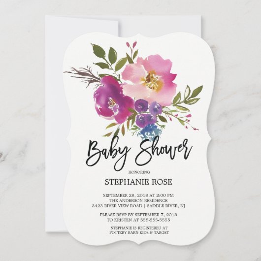 Farbenfrohe Spring Bouquet Baby Dusche Einladung (Vorderseite)