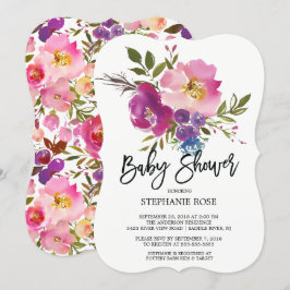 Farbenfrohe Spring Bouquet Baby Dusche Einladung