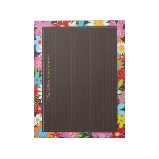 Farbenfrohe Springblumen Garten Notepad Notizblock (Rotiert)