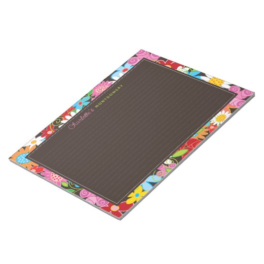 Farbenfrohe Springblumen Garten Notepad Notizblock (angewinkelt)