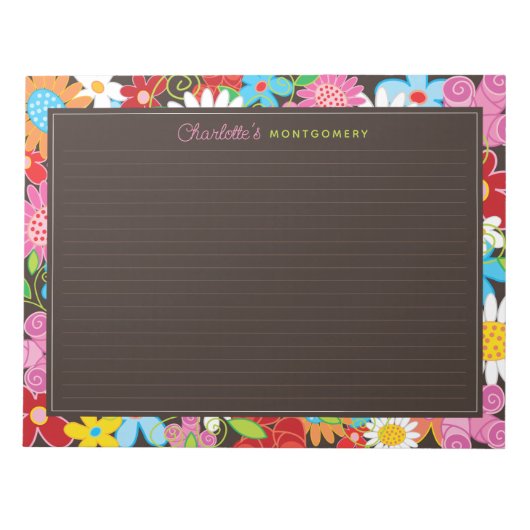 Farbenfrohe Springblumen Garten Notepad Notizblock (Vorderseite)