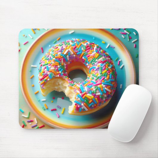 Farbenfrohe Sprinklen auf einem Donut Mousepad (Mit Mouse)