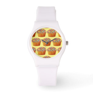 Farbenfrohe Sprinklen Cupcake Armbanduhr