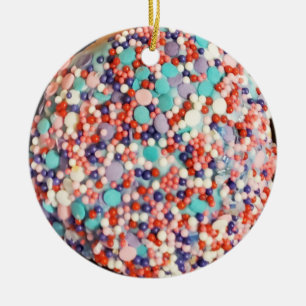 Farbenfrohe Sprinklen Cupcake Top Foto Keramik Ornament