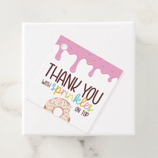 Farbenfrohe Sprinklen Donut Danke Geschenkanhänger (Beispiel)