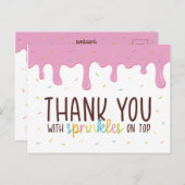 Farbenfrohe Sprinklen Donut Danke Postkarte (Vorne/Hinten)