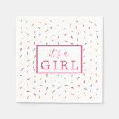 Farbenfrohe Sprinklen Es ist ein Girl Baby Duschpa Serviette (Vorderseite)