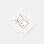 Farbenfrohe Sprinklen Es ist ein Girl Baby Duschpa Serviette (Ecke)
