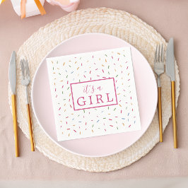 Farbenfrohe Sprinklen Es ist ein Girl Baby Duschpa Serviette