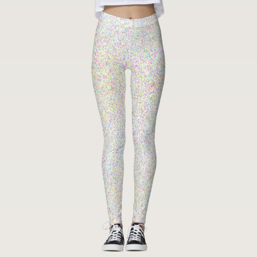 Farbenfrohe Sprinklen über weißen Spaß Leggings (Vorderseite)