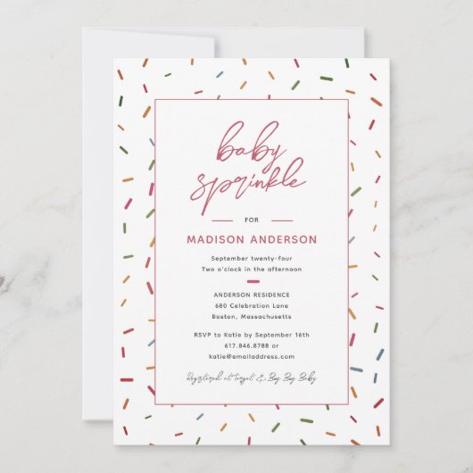 Farbenfrohe Sprinkles Baby Sprinkle Babydusche Einladung (Vorderseite)