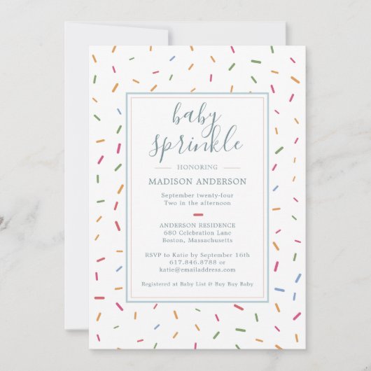 Farbenfrohe Sprinkles Baby Sprinkle Babydusche Einladung (Vorderseite)