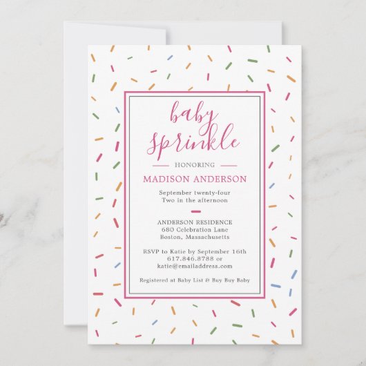 Farbenfrohe Sprinkles Baby Sprinkle Babydusche Einladung (Vorderseite)