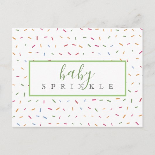 Farbenfrohe Sprinkles Baby Sprinkle Babydusche Einladungspostkarte (Vorderseite)