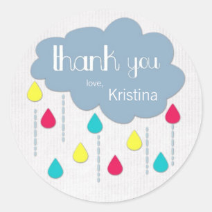 Farbenfrohe Sprinkles Babydusche Danke Stickers