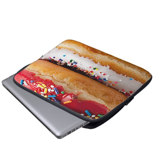 Farbenfrohe Sprinkles Schokolade Süße Donuts Laptopschutzhülle (Vorne Knopf)