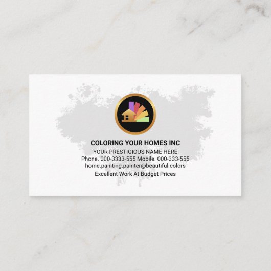 Farbenfrohe Spritzer Gold Pinsel Visitenkarte (Rückseite)