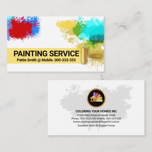 Farbenfrohe Spritzer Gold Pinsel Visitenkarte (Vorne/Hinten)