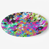 Farbenfrohe Spritzer Künstlerisch Pappteller (Schrägansicht)