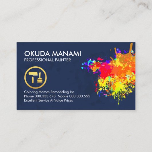 Farbenfrohe Spritzer-Malerei Visitenkarte (Vorderseite)