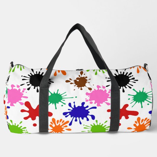 Farbenfrohe Spritzer Muster in Weiß Duffle Bag (Vorderseite)