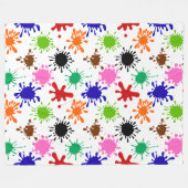 Farbenfrohe Spritzer Muster in Weiß Fleecedecke (Vorderseite (Horizontal))