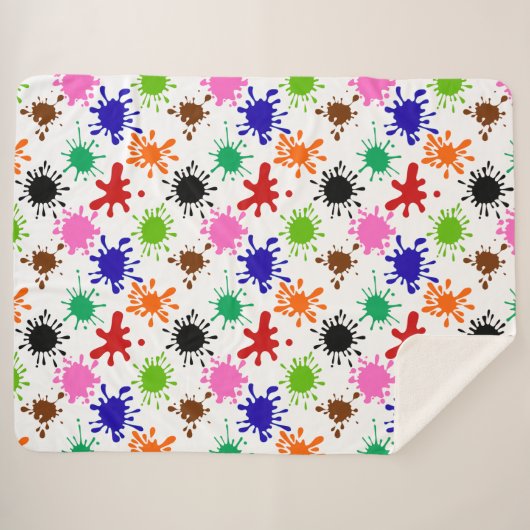 Farbenfrohe Spritzer Muster in Weiß Sherpadecke (Vorderseite (Horizontal))