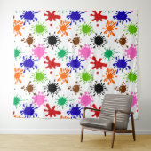 Farbenfrohe Spritzer Muster in Weiß Wandteppich (Beispiel (Horizontal))