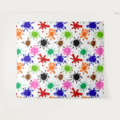 Farbenfrohe Spritzer Muster in Weiß Wandteppich (Vorderseite (Horizontal))