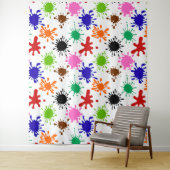 Farbenfrohe Spritzer Muster in Weiß Wandteppich (Beispiel)