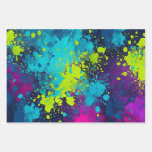 Farbenfrohe Spritzer Paint Art Wrapping Paper Shee Geschenkpapier Set (Vorderseite)